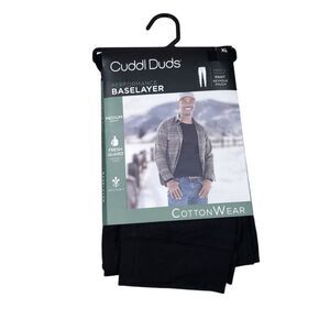 Cuddl Duds Men's Performance Baselayer Black CottonWear Thermal Pants Keyhole XL